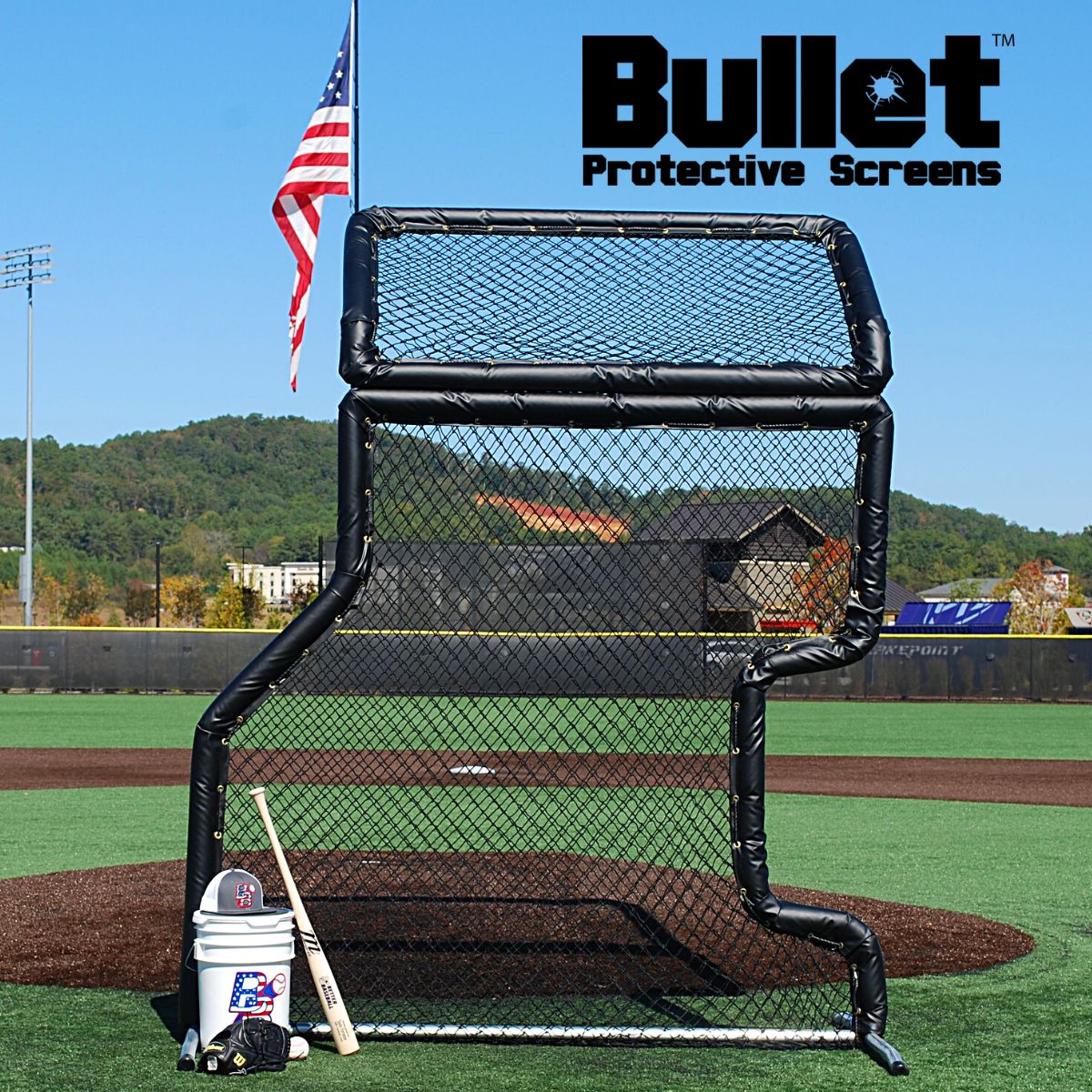 Bullet Combo L - Screen 7' x 7' with Overhead Protector - Custom Netting