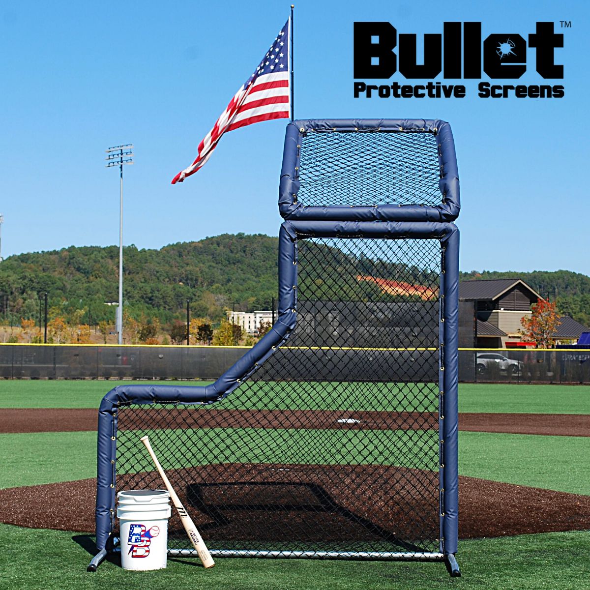 Bullet L - Screen 7' x 7' with Overhead Protector - Custom Netting