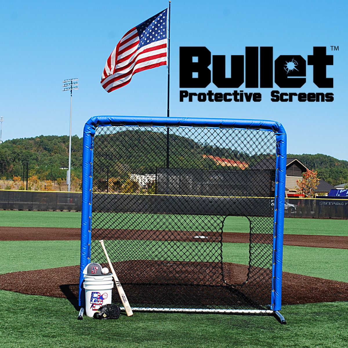 Bullet Softball Screen 7' x 7' with Hole - Custom Netting