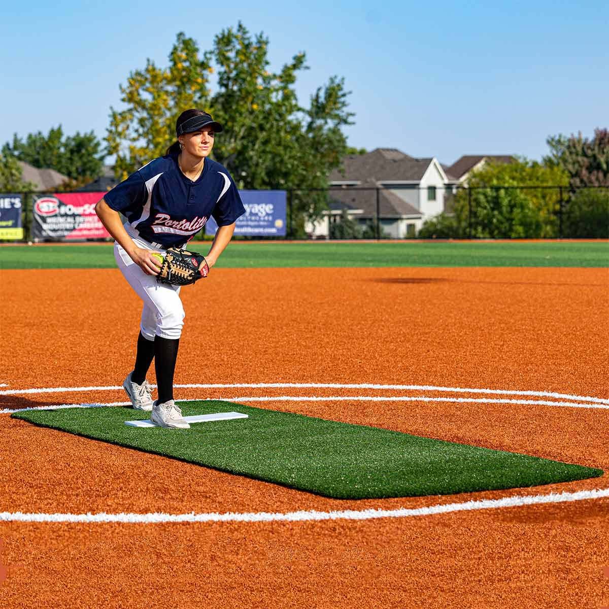 Portolite Pro Spiked Softball Game Mat without Lines - Custom Netting