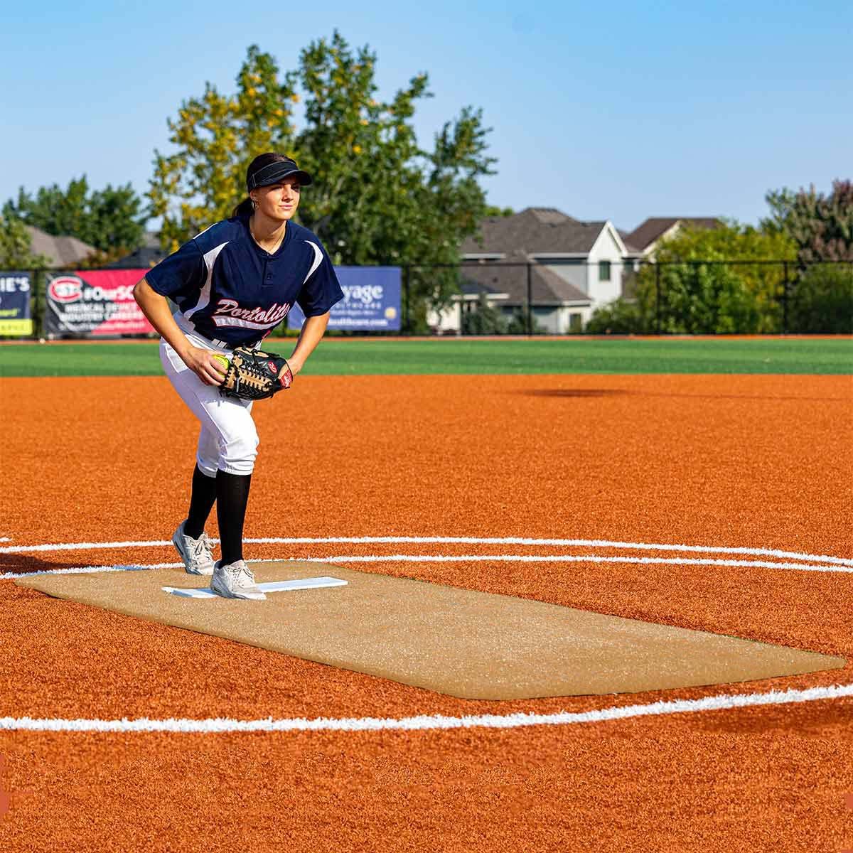Portolite Pro Spiked Softball Game Mat without Lines - Custom Netting