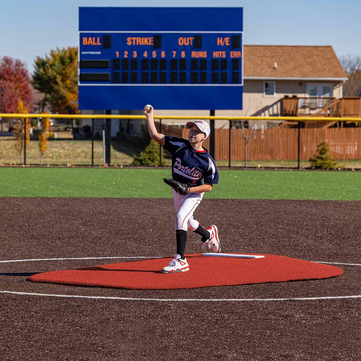 Portolite Youth Baseball 6" Oversized One - Piece Game Pitching Mound (Ages 10 - 14) - Custom Netting