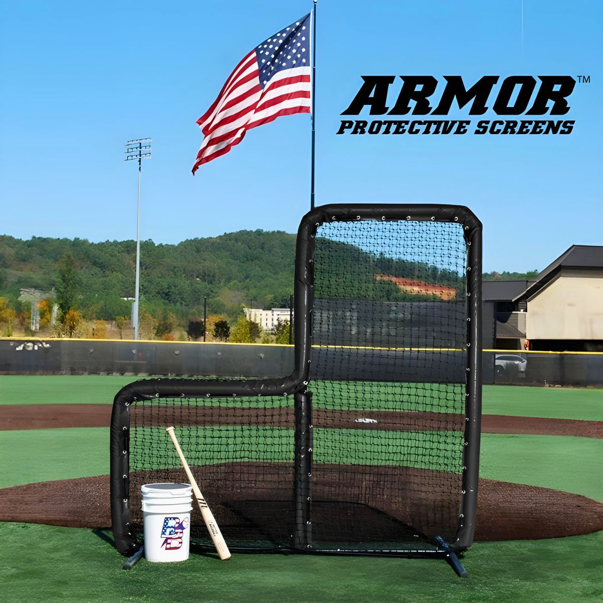 Armor L - Screen 7' x 7' Baseball Pitching Screen - Custom Netting
